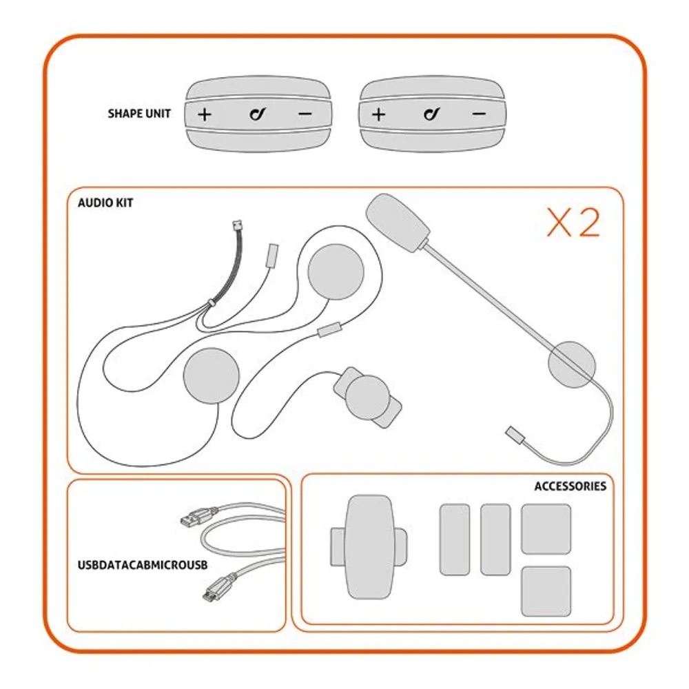 Interphone Shape Bluetooth Headset System Twin Pack Apex 66