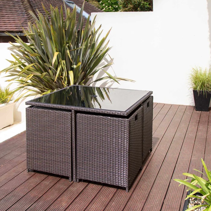 Brown rattan cube deals set