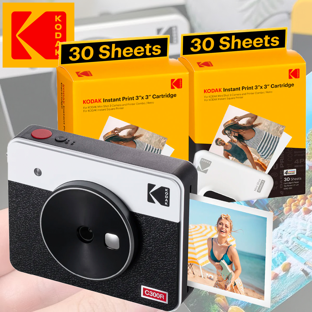 KODAK Mini Shot 2 Retro 4PASS 2-in-1 Instant Camera and Photo